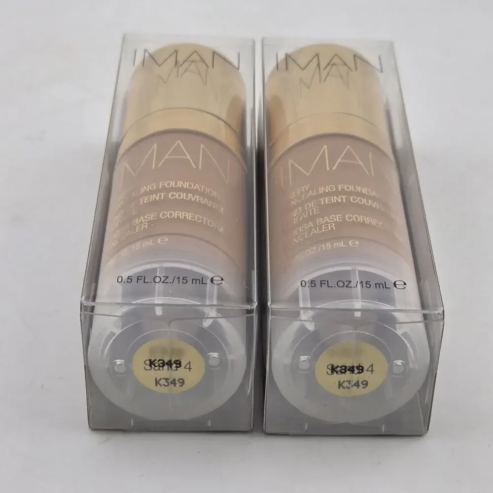IMAN Luxury Concealing Foundation SAND 4 Set Of 2 NIB Sealed Paraben Free 0.5 oz